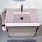 Modern Console Vanity with Grey Oak Cabinet, Pink Ceramic Sink, 35